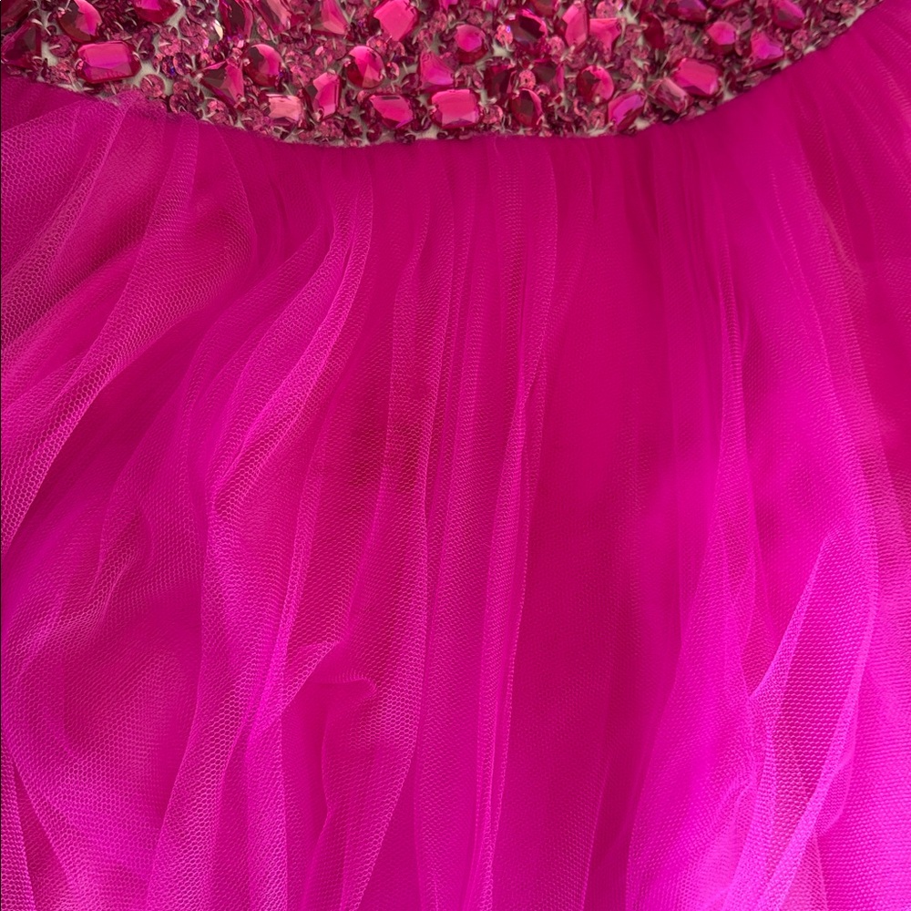 Night Moves Pink Silver Jewel Strapless Prom Dress - Picture 5 of 7